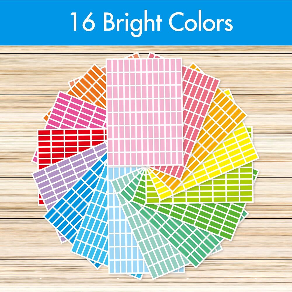 1997 3328 Color Coding Labels, 16 Colors Blank Stickers Mini Rectangular - Picture 3 of 7